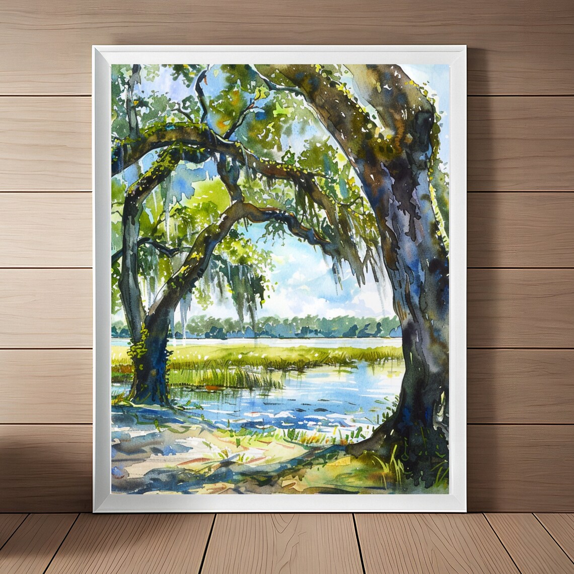 Charleston Watercolor Art Print, Oak Trees With Spanish Moss