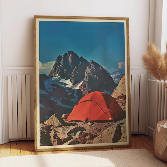 Vintage Mountaineering Art Print, Retro Hiking Ad