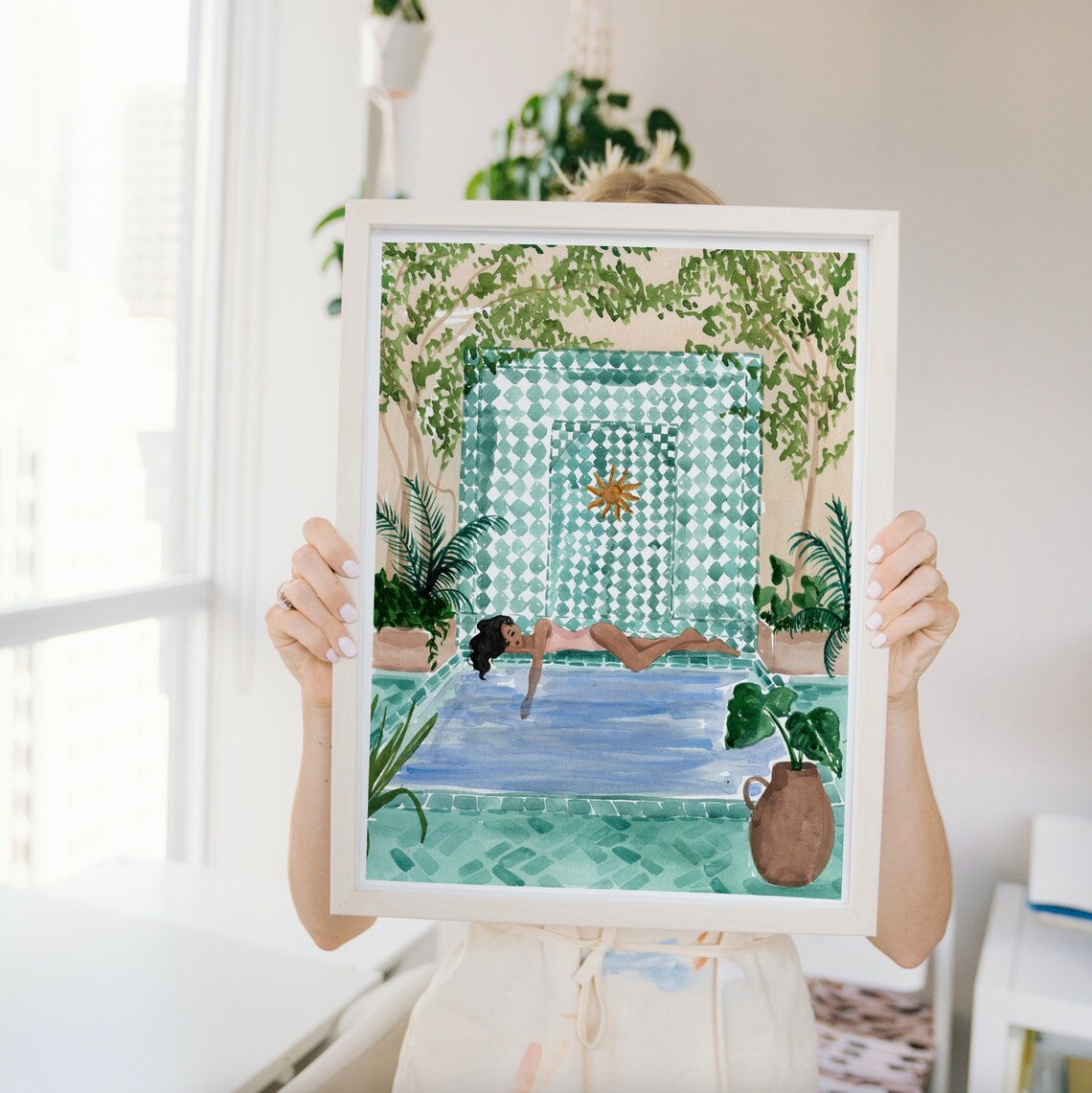 Poolside Siesta Art Print, Marrakech Morocco-Inspired - Image 2