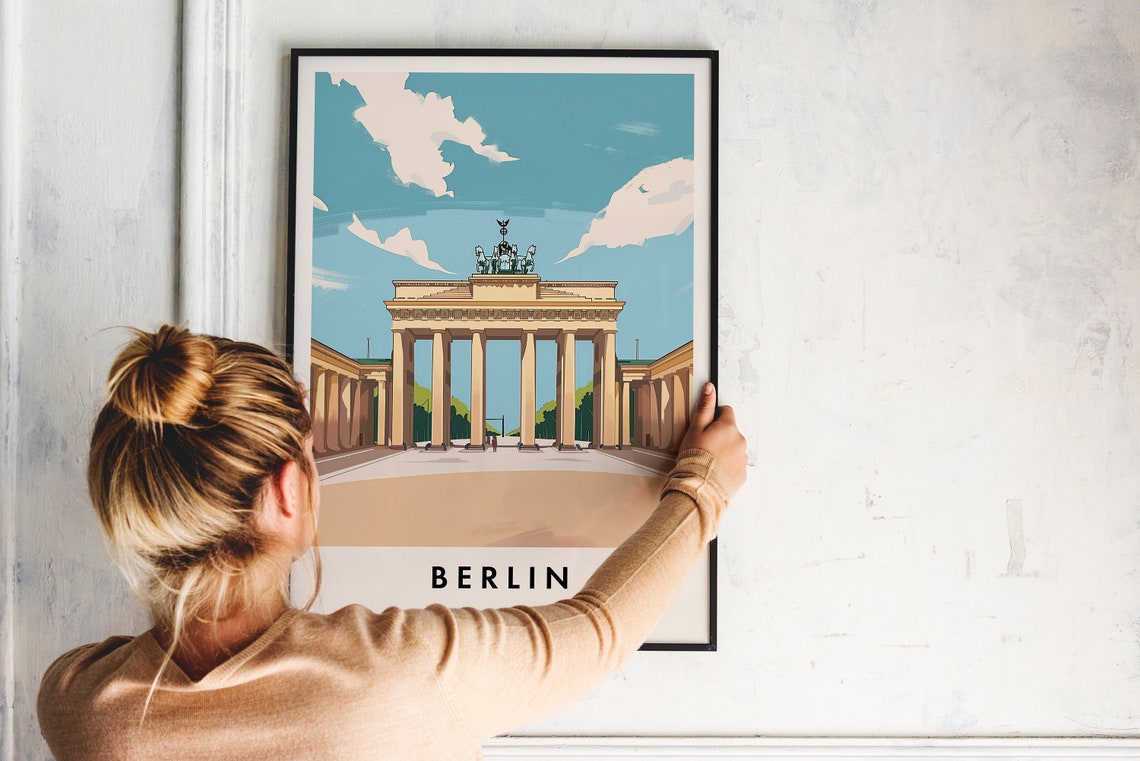 Berlin Brandenburg Gate Summer Sky Classic Vintage Travel Poster - Image 2