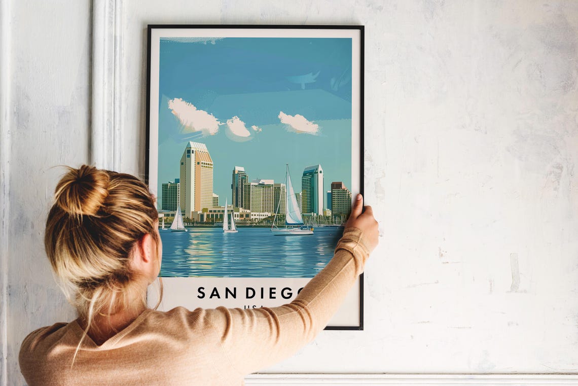 San Diego Travel Print Wall Art San Diego San Diego Print San Diego Poster Usa Gift Art Usa Travel Print Usa Poster - Image 2