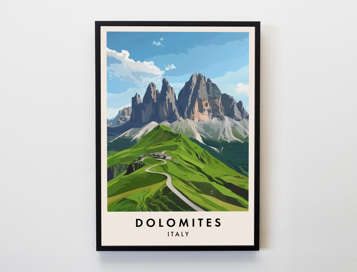 Dolomites Travel Print Wall Art Dolomites Dolomites Poster Italy Travel Print Travel Lovers Home Decor Wall Art City Travel Poster Gifts