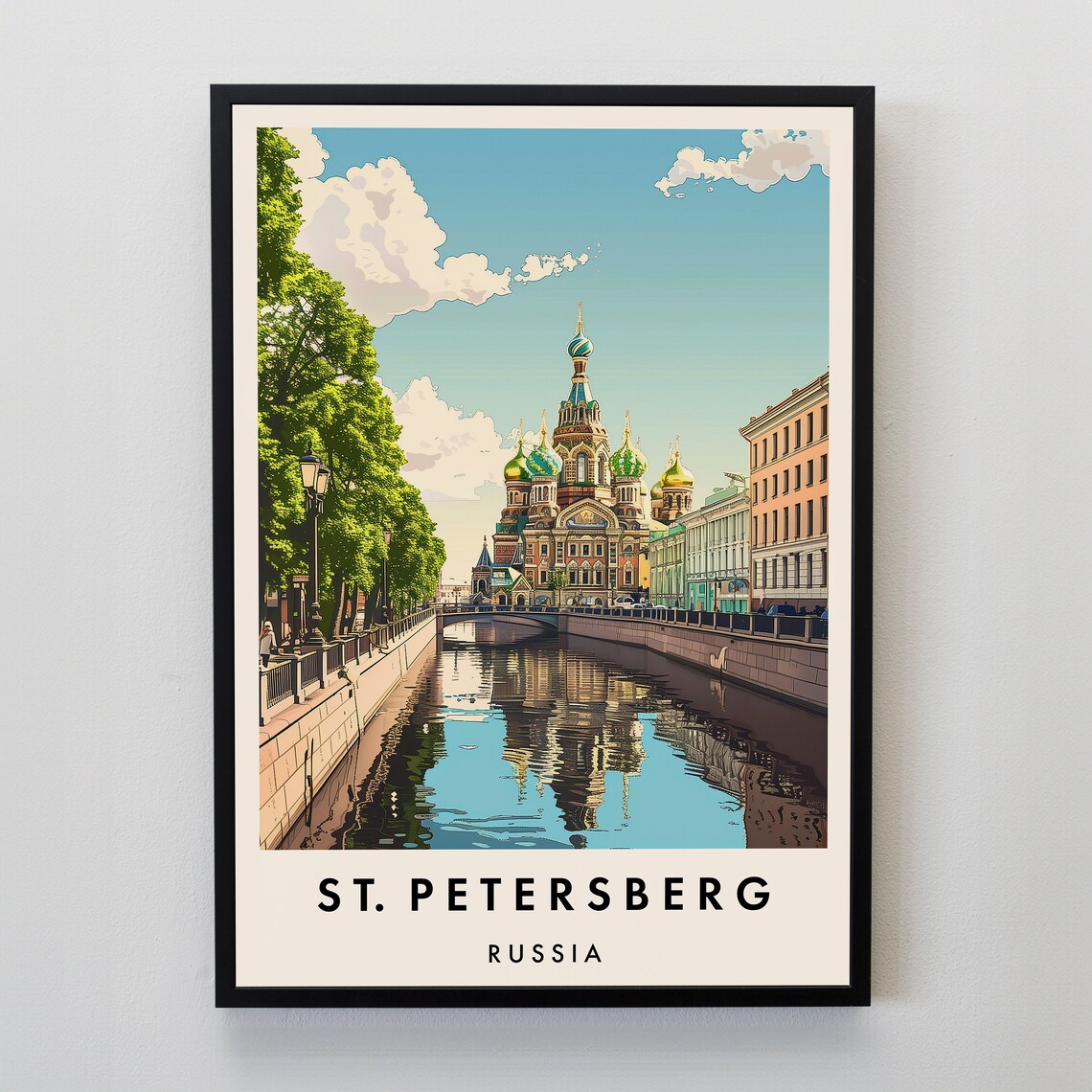St Petersburg Russia Vintage Travel Poster Canal Onion Dome View