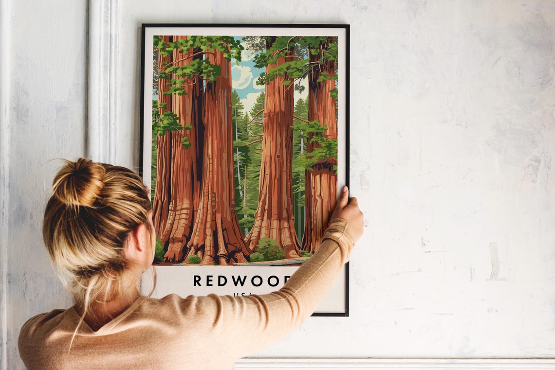 Redwood Travel Print Wall Art Redwood Redwood National Park Print Redwood Poster Redwood Gift Art Usa Travel Print Usa Poster Usa Gift - Image 2