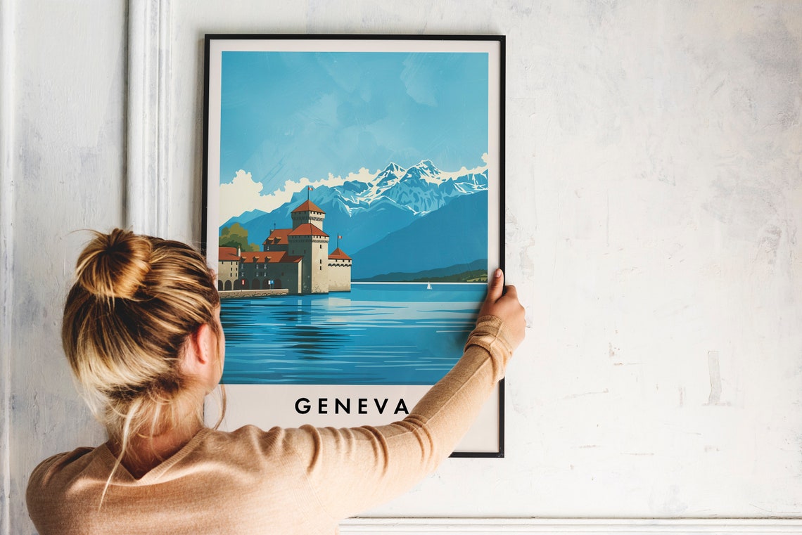 Geneva Travel Print Wall Art Geneva Geneva Print Geneva Travel Poster Geneva Gift Art Geneva Travel Art Travel Gift - Image 2