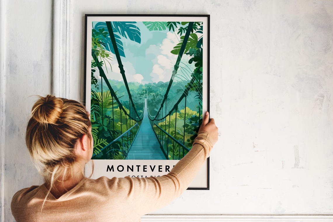 Monteverde Travel Print Wall Art Monteverde Costa Rica Gift Costa Rica Poster Central America Travel Print Travel Lovers Gift Wall Art - Image 2