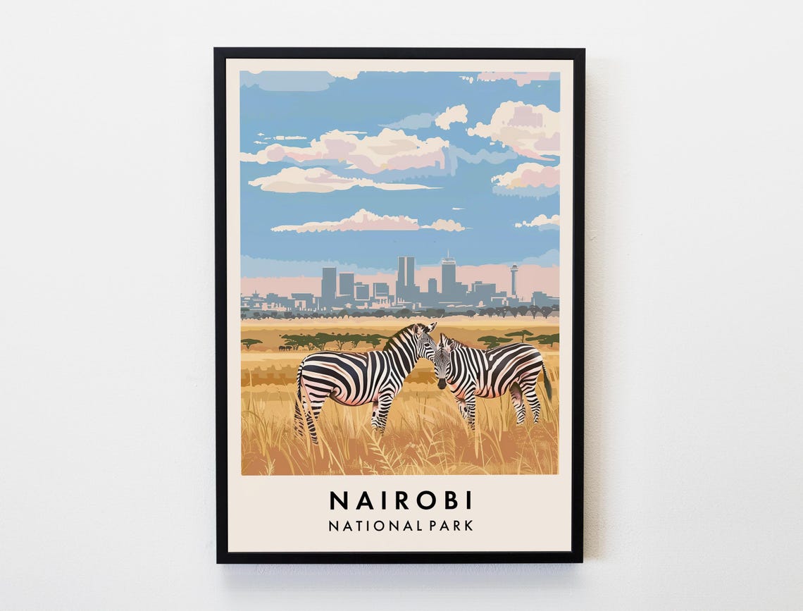 Nairobi National Park Travel Print Wall Art Nairobi Poster Kenya Travel Print Travel Lovers Home Decor Wall Art City Travel Poster Gifts