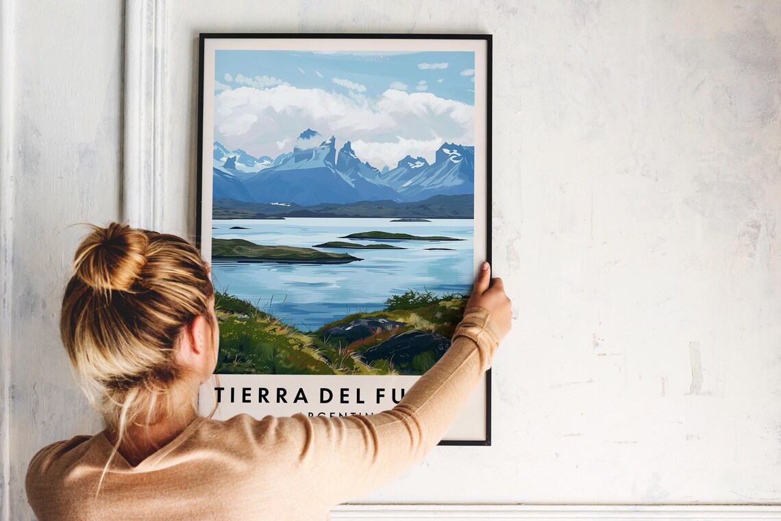 Tierra Del Fuego Argentina Patagonia Mountains Lake Travel Poster - Image 2