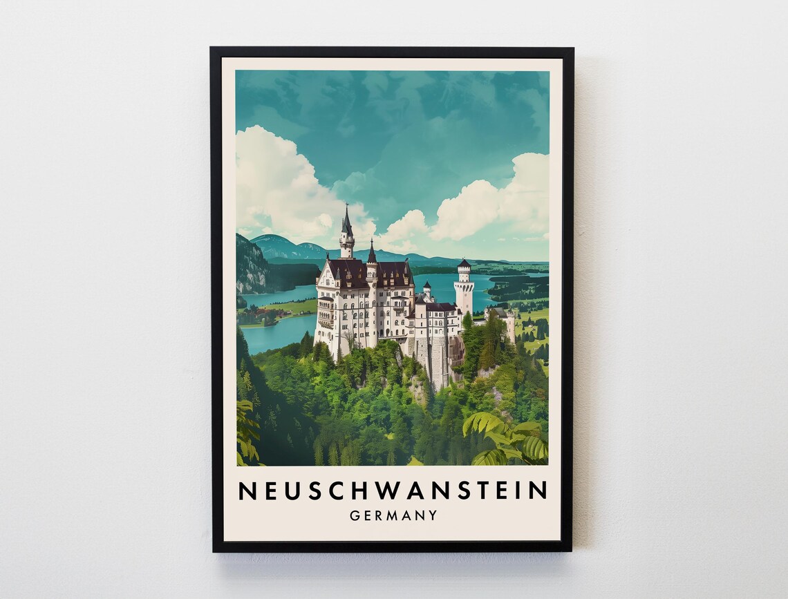 Neuschwanstein Castle Germany Fairytale Bavarian Travel Poster