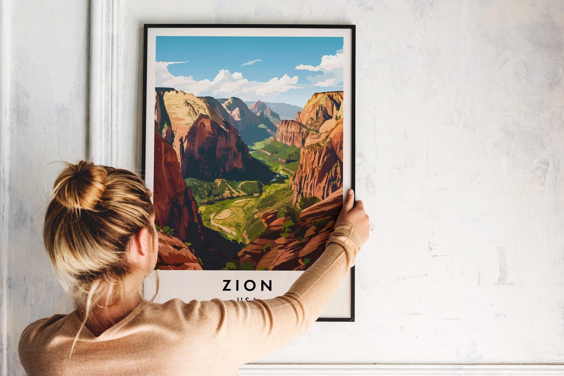 Zion National Park Travel Print Wall Art Zion Zion Print Zion Poster Zion Gift Art Usa Travel Print Usa Poster Usa Gift - Image 2