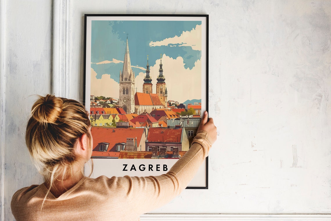 Zagreb Travel Print Wall Art Zagreb Zagreb Print Zagreb Travel Poster Zagreb Gift Art Zagreb Travel Art Travel Gift - Image 2