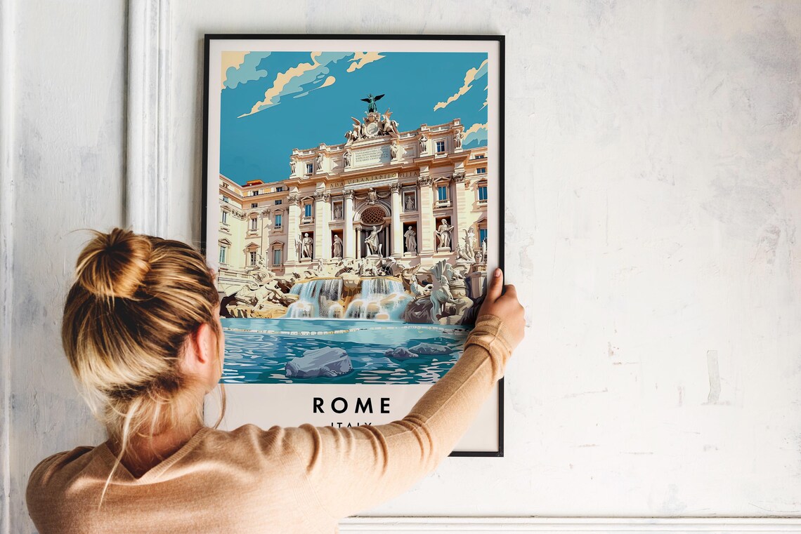 Rome Travel Poster, Trevi Fountain City Print - Image 2