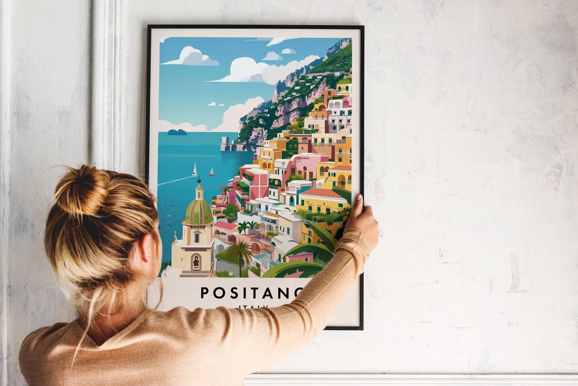 Positano Travel Print Wall Art Positano Positano Poster Italy Travel Print Travel Lovers Home Decor Wall Art City Travel Poster Gifts - Image 2