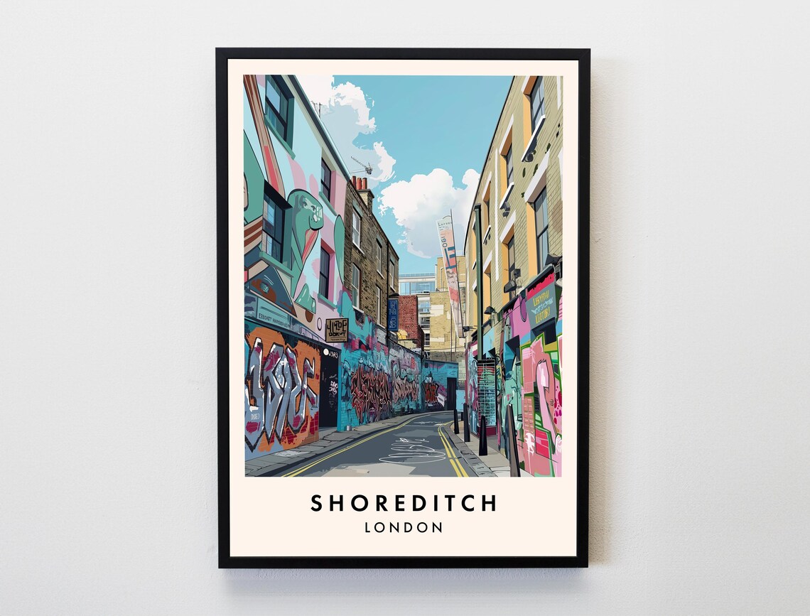 Shoreditch London Street Art Graffiti Alley Urban Travel Poster
