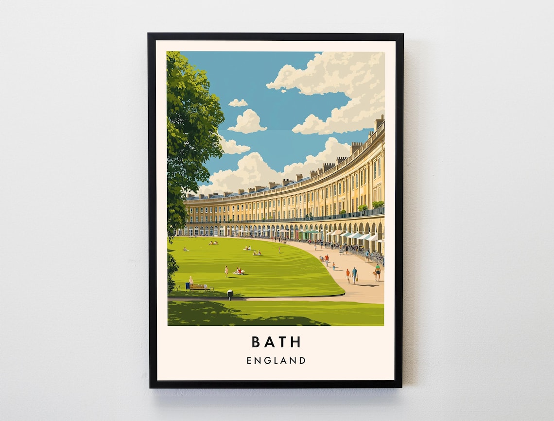 Bath Travel Poster, England Lovers Home Decor