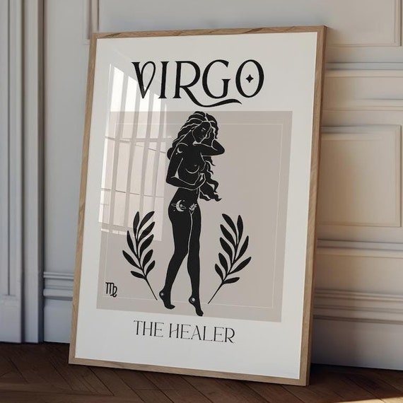 Virgo Zodiac Goddess Wall Art Posterprintable Artprintable Postersun Sign Artvirgo Printcelestial Print