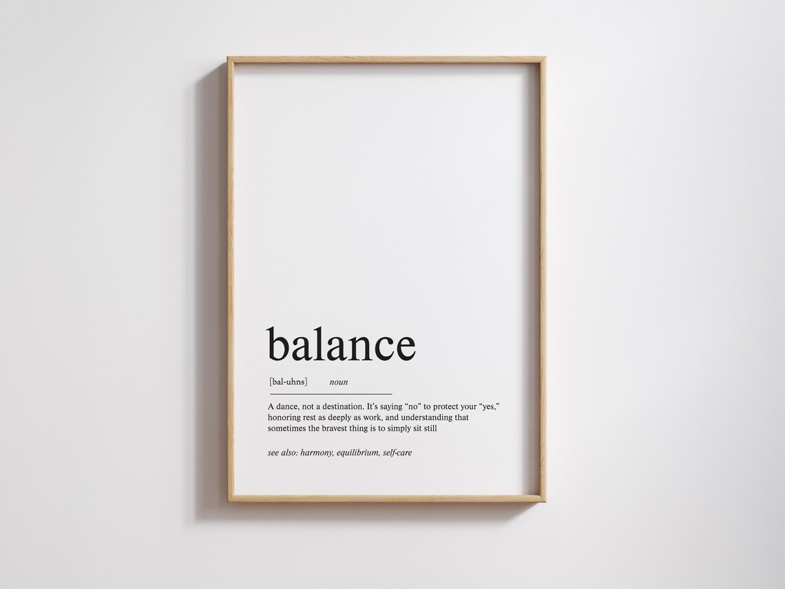 Balance Definition Minimalist Art Print, Zen Office