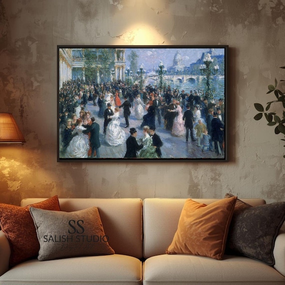 Impressionist Riverside Ballroom Dancers Vintage Dance Scene Poster