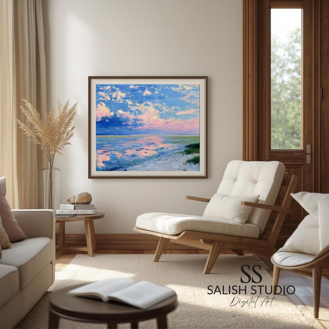 Pastel Coastal Sunset Marsh Tidal Flat Dreamy Seascape Poster