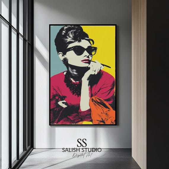 1960s Glamour Pop Art Print Retro Woman With Cateye Sunglasses
