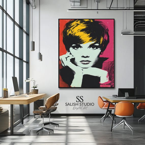 1960s Fashion Portrait Retro Pop Art Illustration