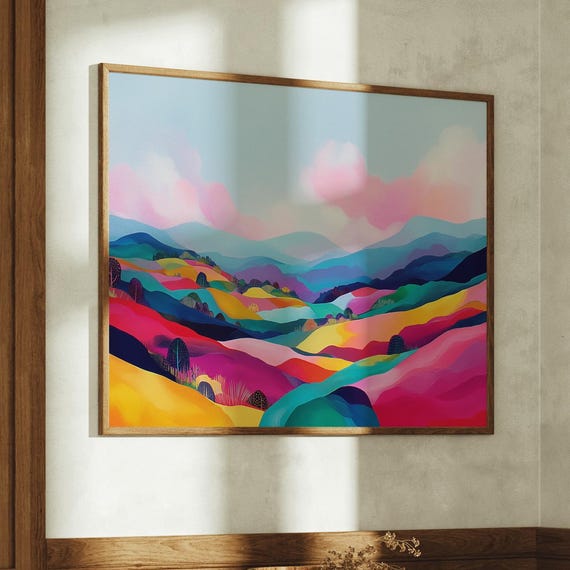 Vibrant Abstract Hillside With Colorful Skies
