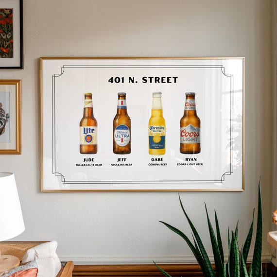 Custom Roommate Drink Print Roommates As Beers College Apartment Dorm Art Bar Cart Decor Beer Poster Personalized Wall Man Cave