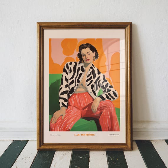 Fashion Wall Art Print Modern Contemporary Trendy Decor Woman Painting Minimalist Living Room