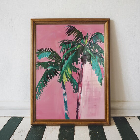 Palm Tree Painting Print Tropical Home Decor Colorful Wall Art Botanical Unframed
