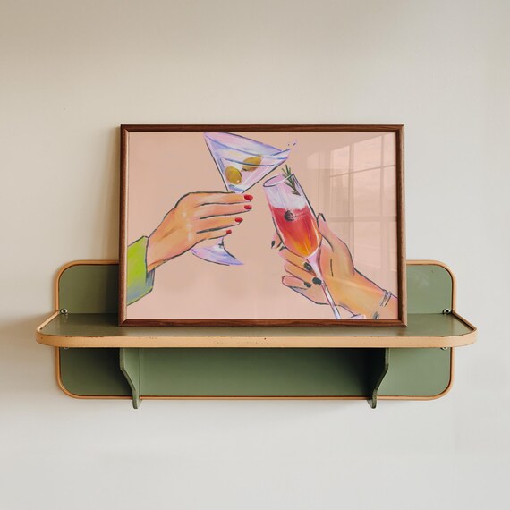 Cheers Cocktail Toast Hands Martini Clink Bar Party Art Poster