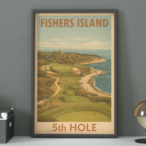 Fishers Island 5th Hole Golf Poster Vintage Course Art Print