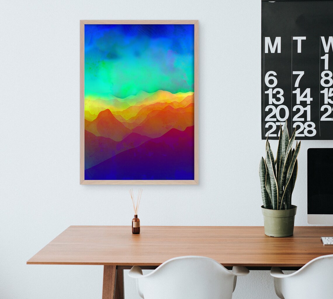 Misty Mountains Minimalist Art Print, Living Room Decor - Image 2
