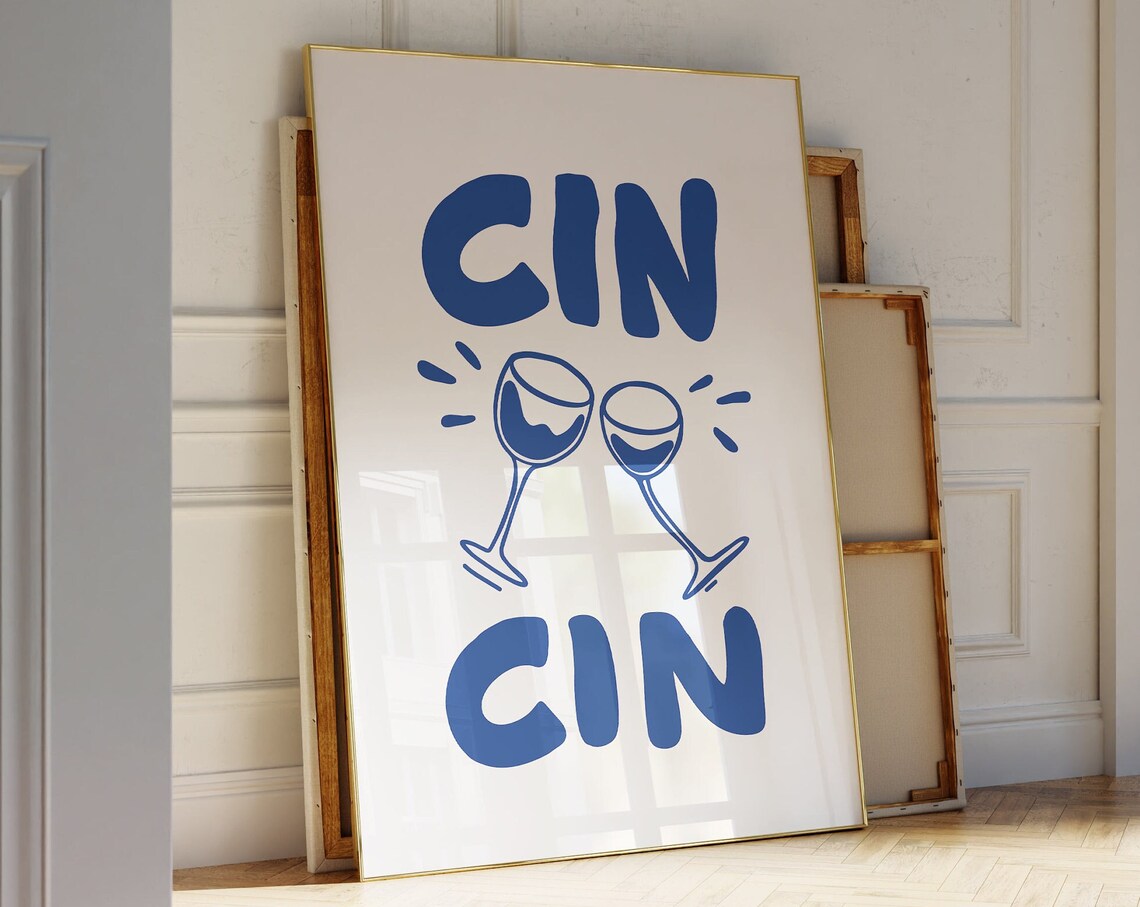 Blue Cin Poster, Bar Cart Kitchen Art Print