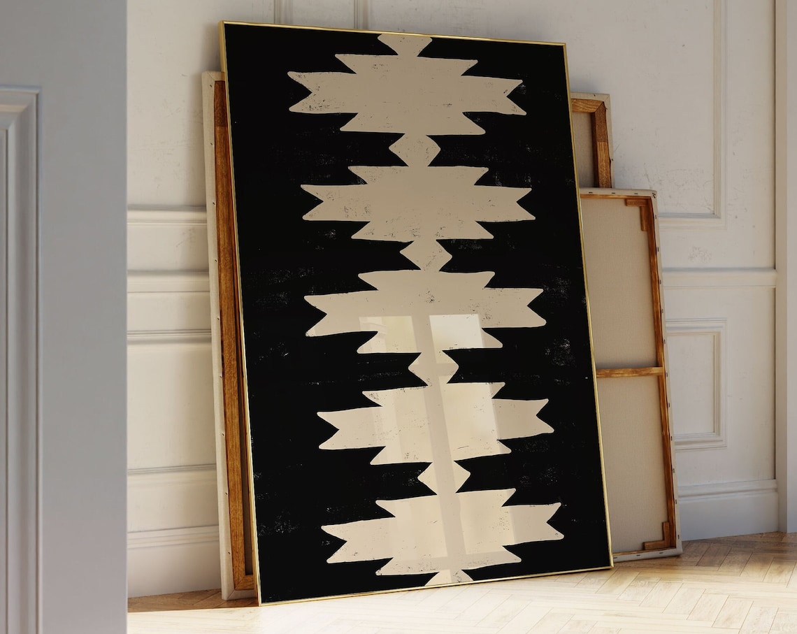 Aztec Pattern Art Print, Boho Southwest Gothic