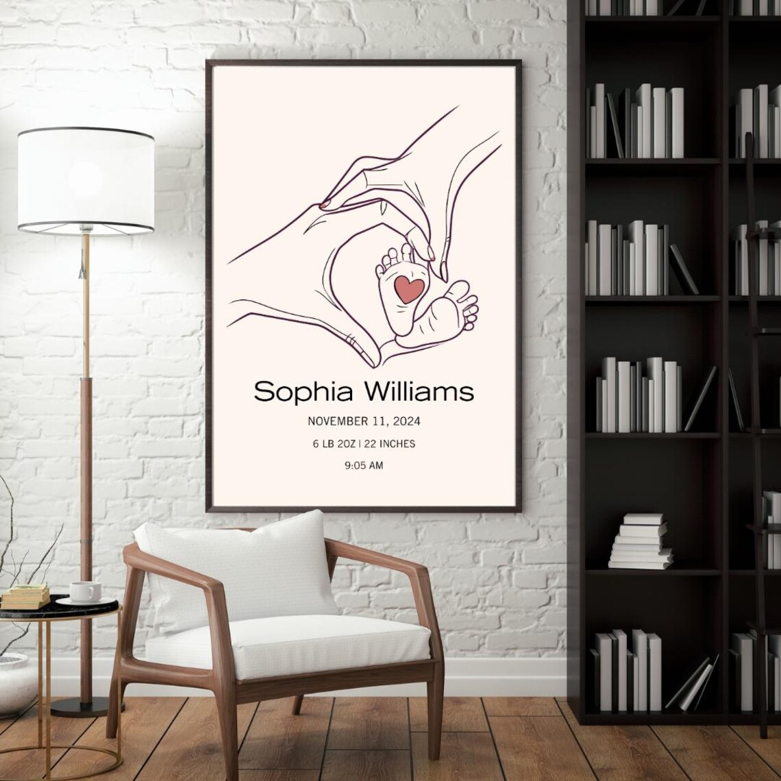 Newborn Baby Feet and Family, Nursery Decor - Image 4