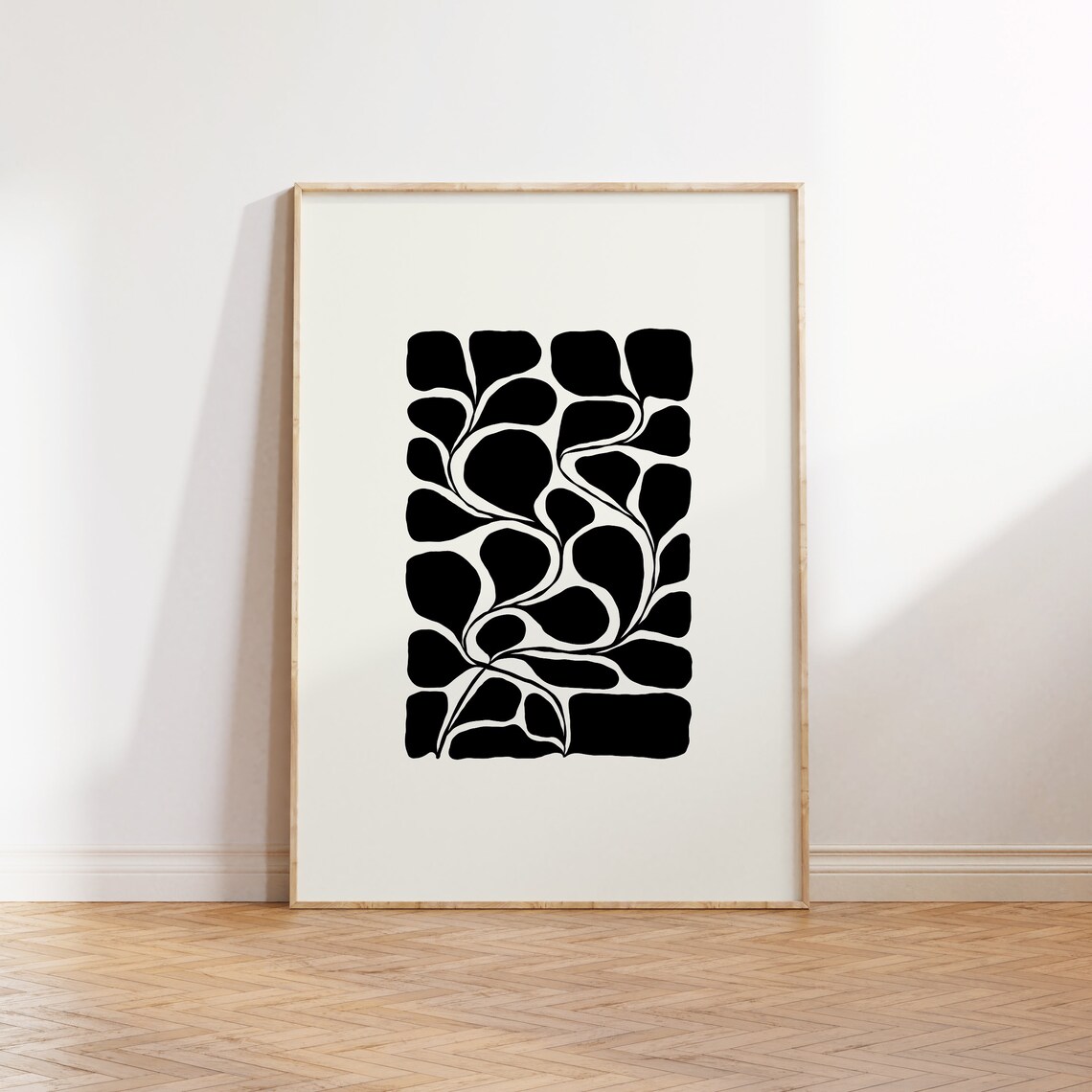 Abstract Dark Flowers Black And White Botanical Poster