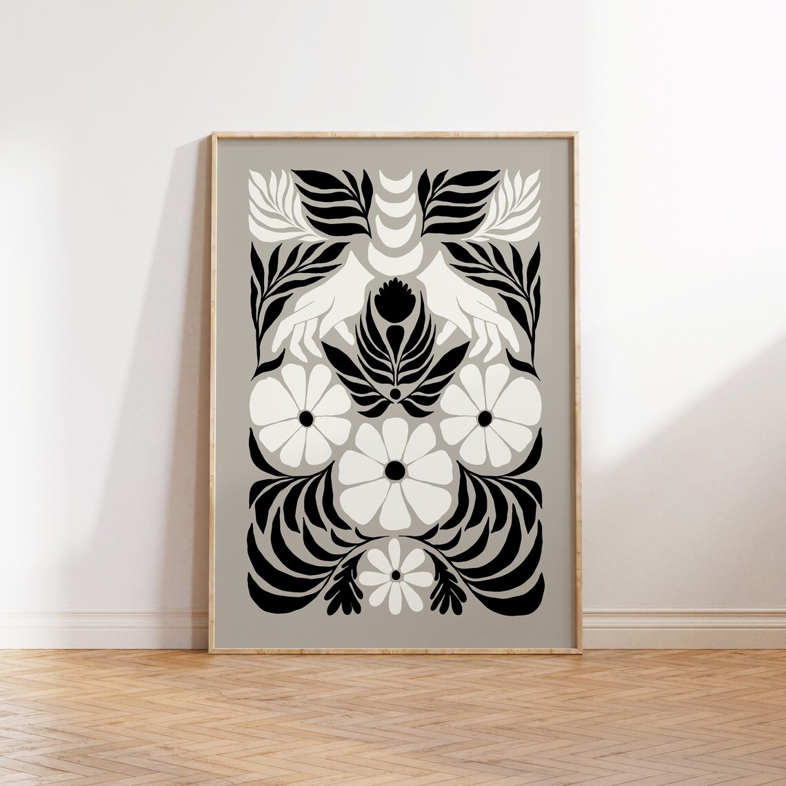 Black And White Dark Flowers Botanical Art Print
