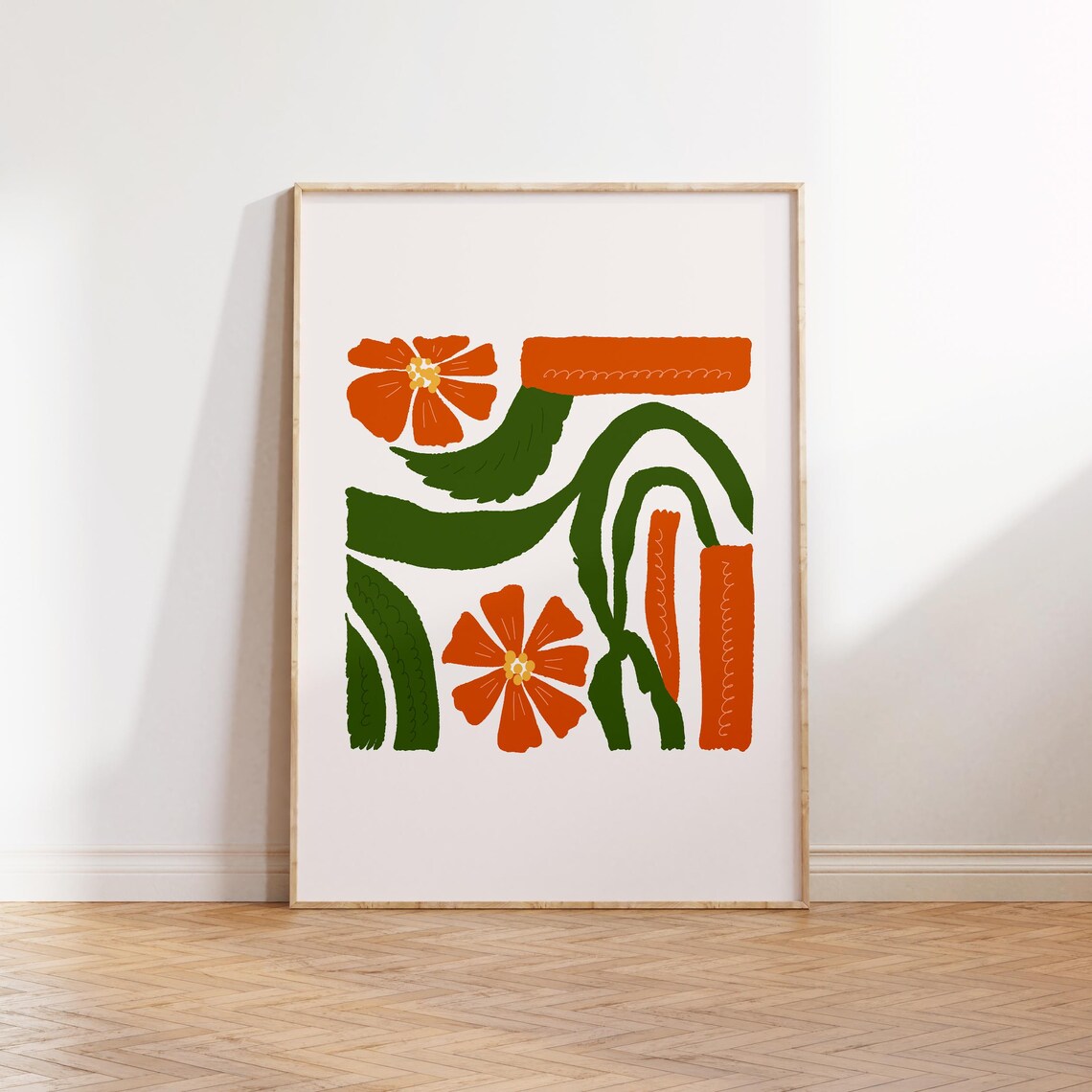 Eclectic Flowers Abstract Floral Art Poster, Botanical