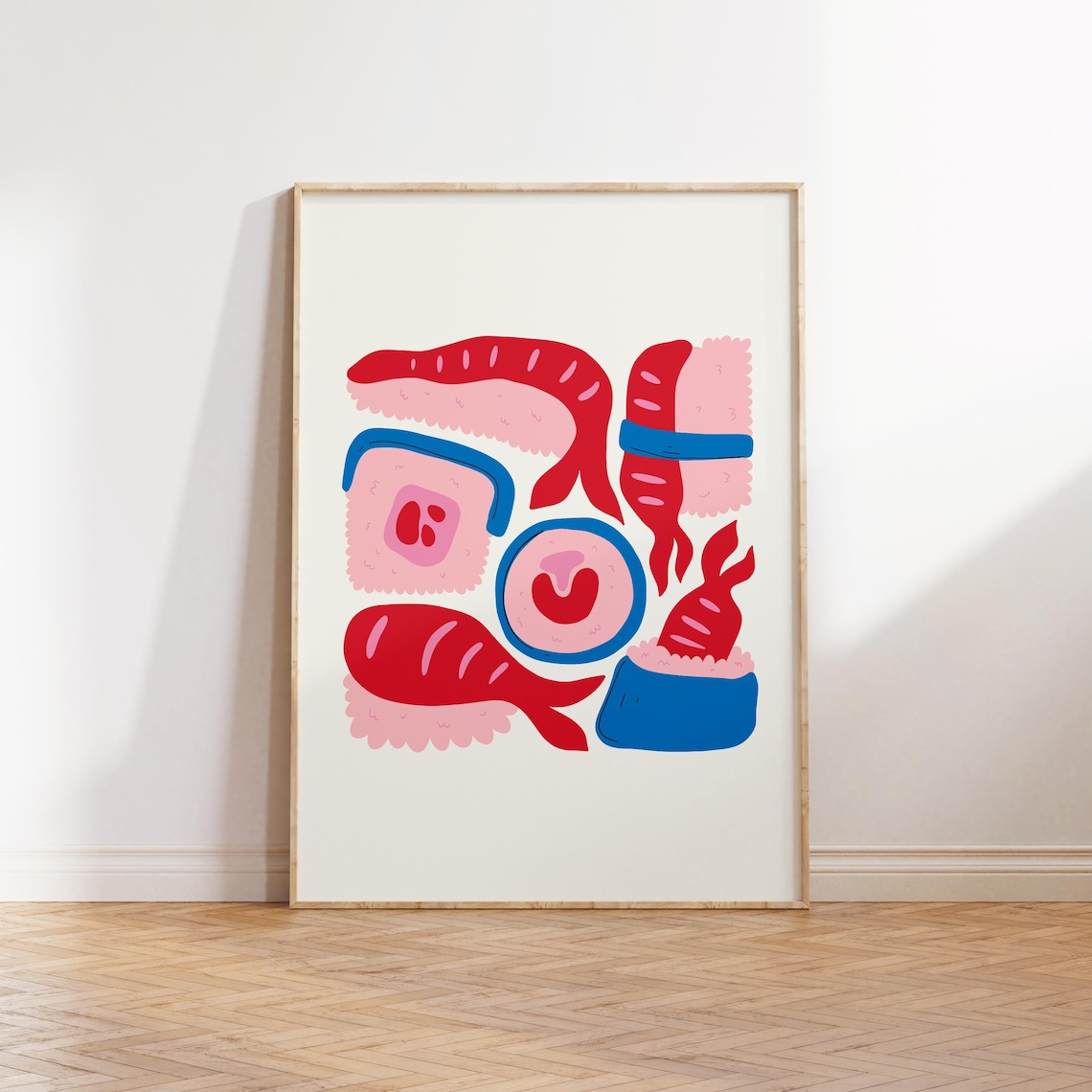 Sushi Food Art Poster, Modern Kitchen Wall Decor