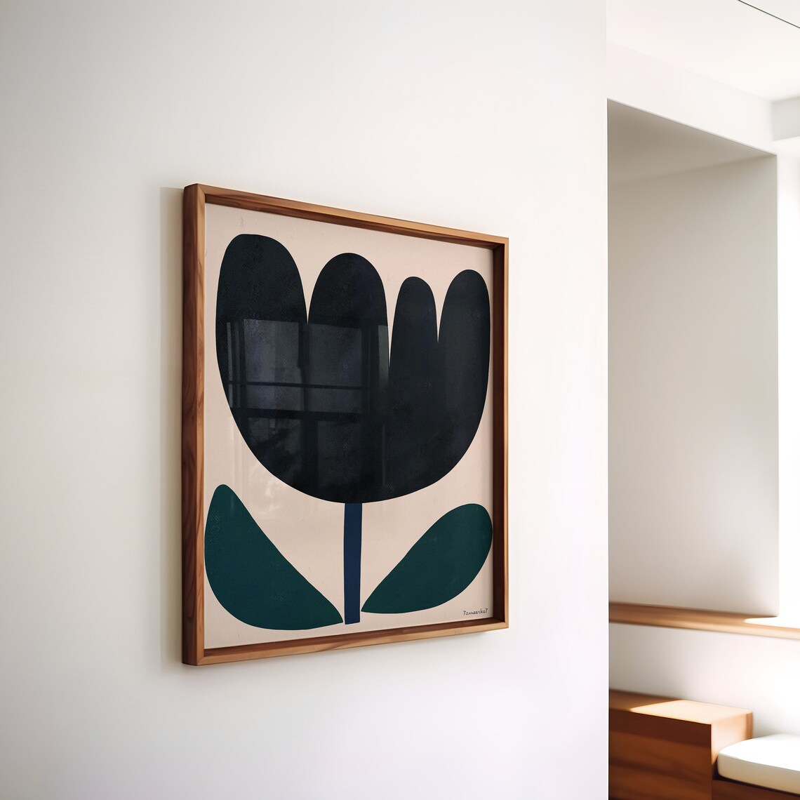 Black Tulip Print, Abstract Floral Wall Art