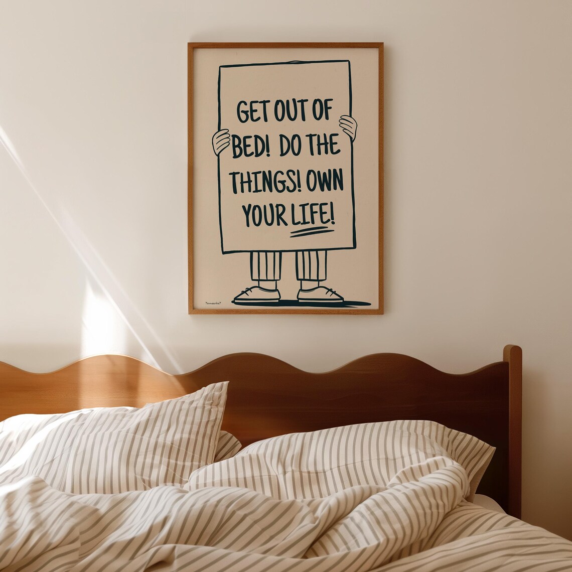 Get Out Of Bed Funny Bedroom Quote, Retro Poster - Image 2