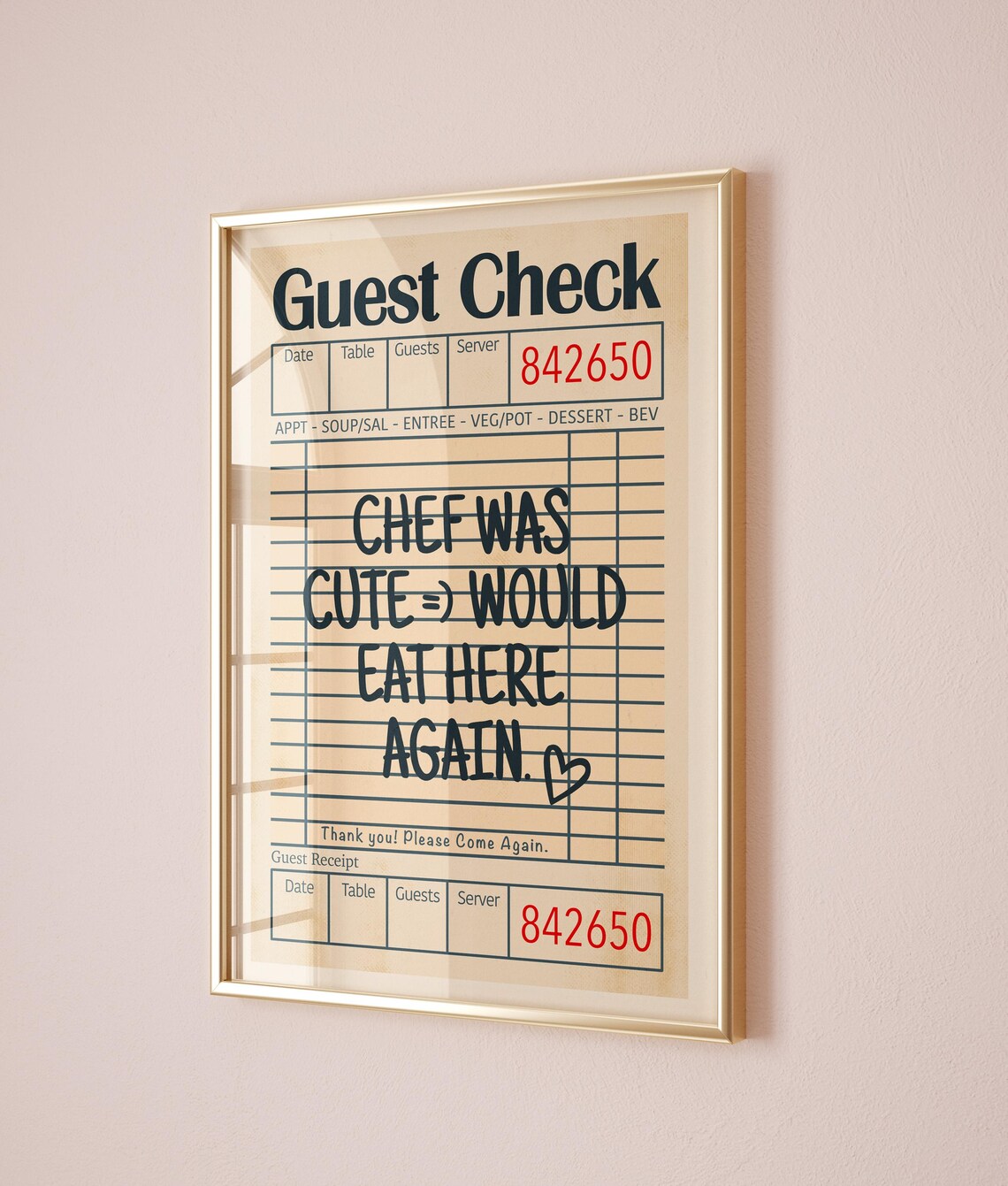 Chef Was Cute Would Eat Here Again, Retro Kitchen Print