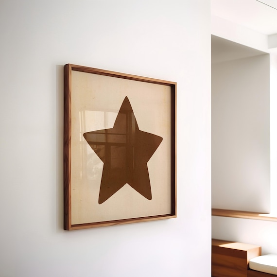 Brown Star Retro Western Hand-Drawn Art Print