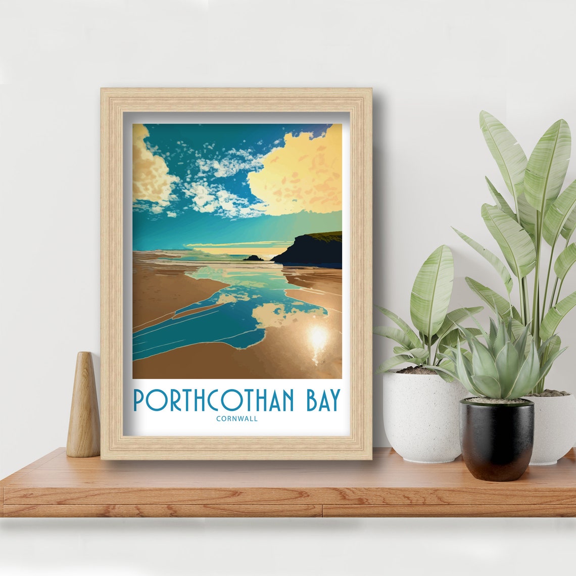 Porthcothan Bay Cornwall Golden Sands Cliffs Ocean Travel Poster - Image 3