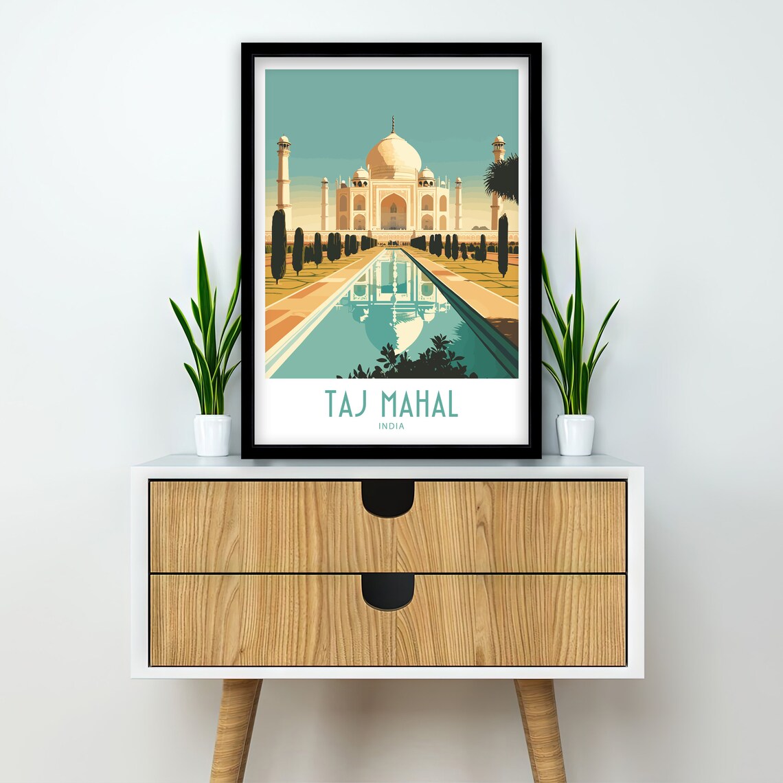 Taj Mahal India Travel Poster, Scenic Place Art - Image 2