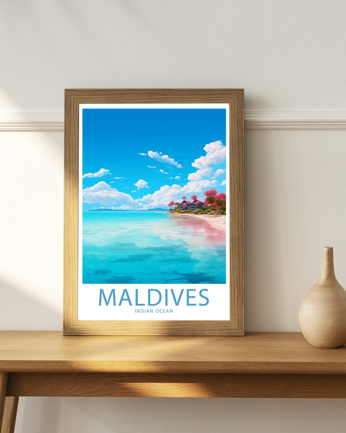 Maldives Indian Ocean Turquoise Shoreline Palm Resort Beach Poster - Image 3
