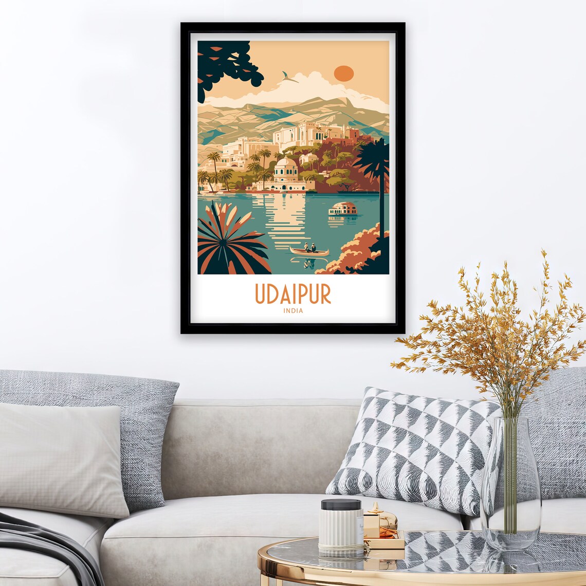 Udaipur India Travel Poster, India City Wall Art - Image 3