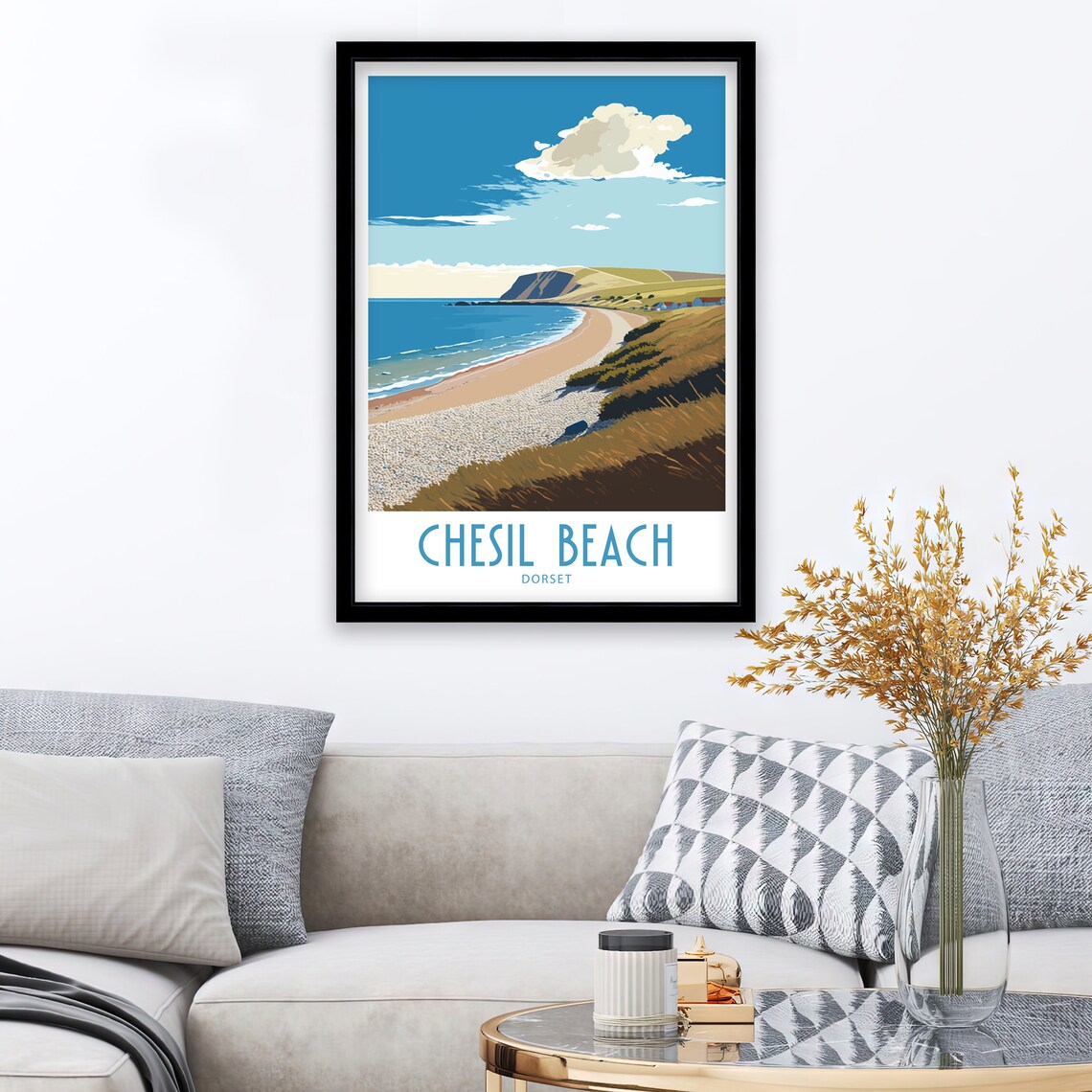Chesil Beach Dorset Shingle Shore Curve Vintage Travel Poster - Image 3
