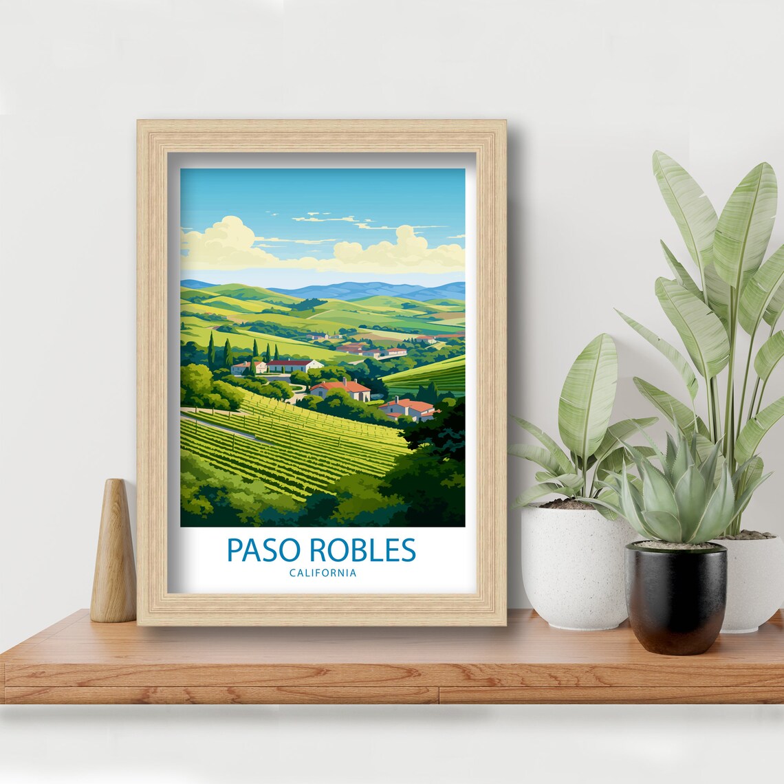 Paso Robles California Rolling Green Vineyard Hills Travel Poster - Image 5