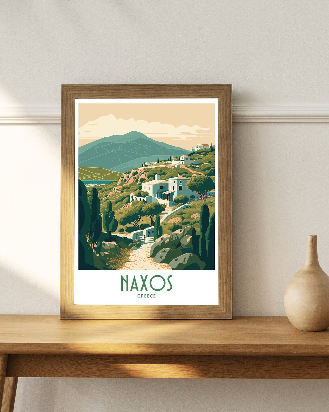 Naxos Greece Hillside Village Mountain View Retro Travel Poster - Image 4